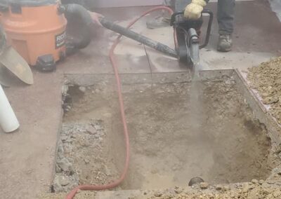 Using circular saw to cut the floor